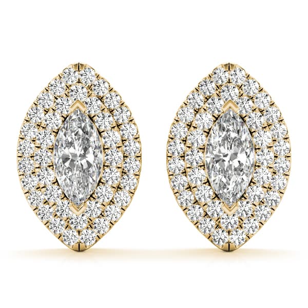 Double Halo Marquise Studs (1/2 ct. tw.), Front view in yellow gold