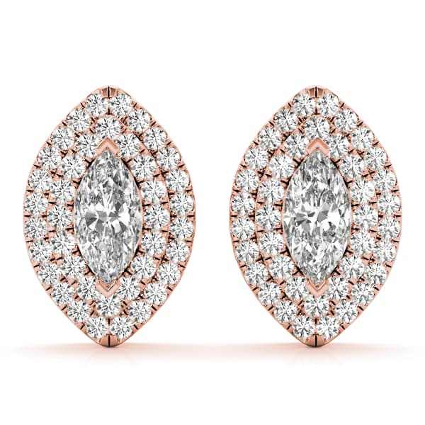 Double Halo Marquise Studs (1/2 ct. tw.), Front view in rose gold