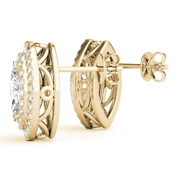 Double Halo Marquise Studs (1/2 ct. tw.), Angle view in yellow gold