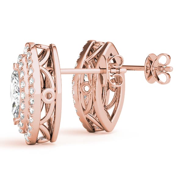 Double Halo Marquise Studs (1/2 ct. tw.), Angle view in rose gold