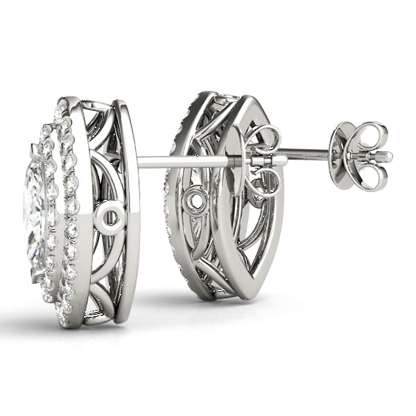 Double Halo Marquise Studs (0.45 ct. tw.), Angle view in white gold or platinum