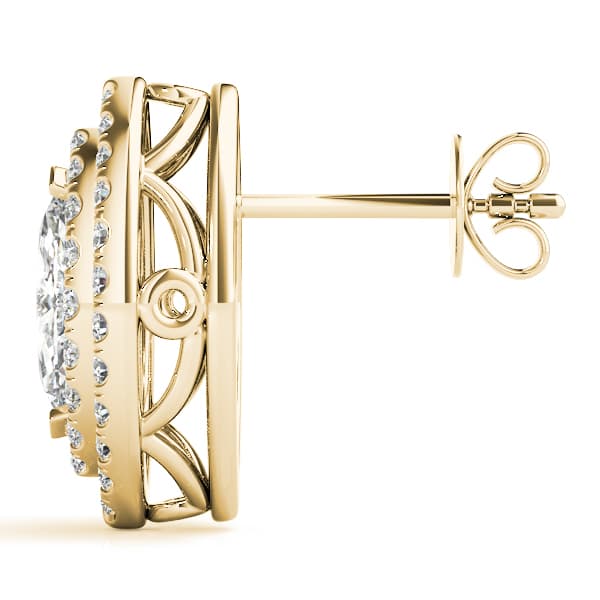 Double Halo Marquise Studs (1/2 ct. tw.), Side view in yellow gold