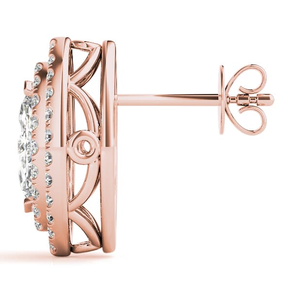 Double Halo Marquise Studs (1/2 ct. tw.), Side view in rose gold
