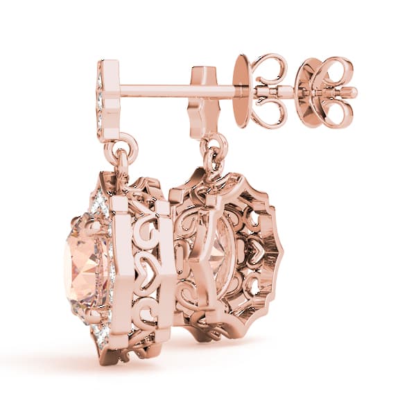 Vintage-Inspired Halo Drop Earrings (0.31 ct. tw.), Angle view in rose gold