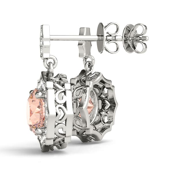 Vintage-Inspired Halo Drop Earrings (0.31 ct. tw.), Angle view in white gold or platinum