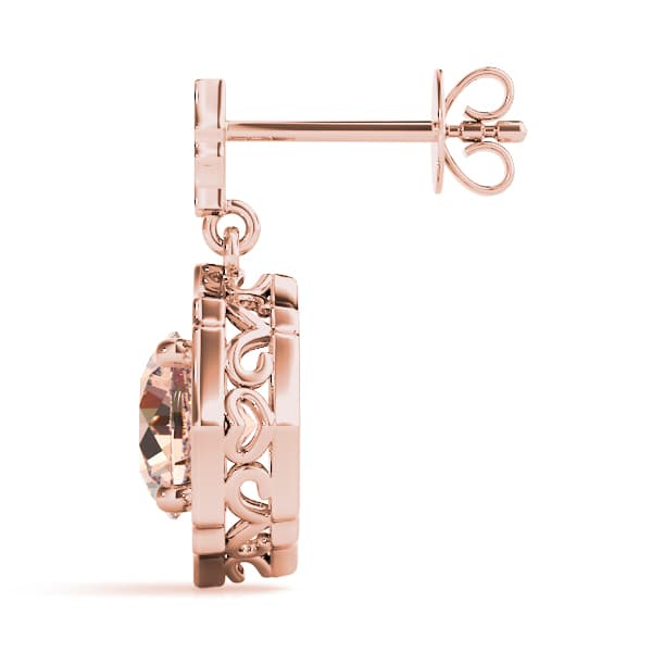 Vintage-Inspired Halo Drop Earrings (0.31 ct. tw.), Side view in rose gold