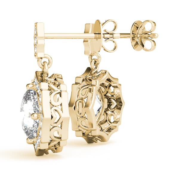 Cushion Scalloped Halo Earrings (0.21 ct. tw.), Angle view in yellow gold