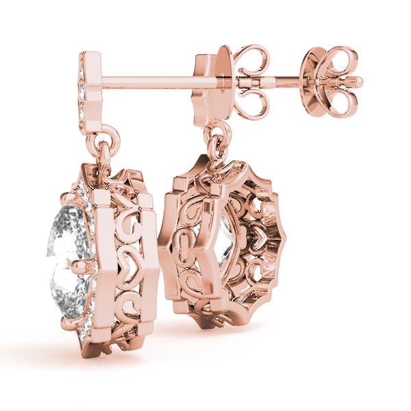 Cushion Scalloped Halo Earrings (0.21 ct. tw.), Angle view in rose gold