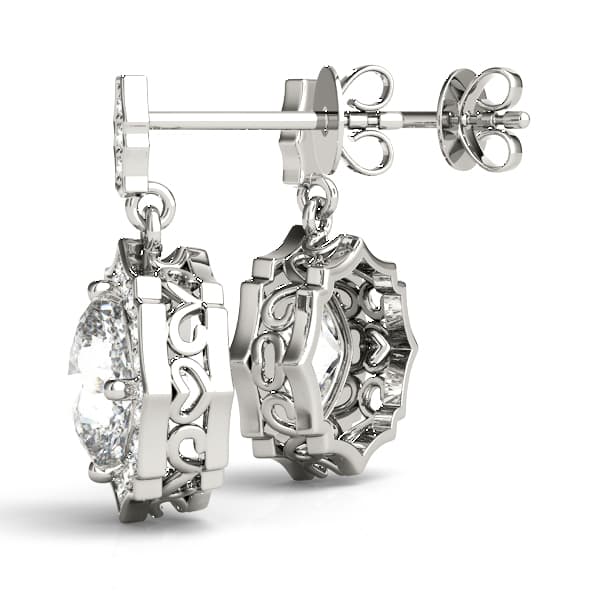 Cushion Scalloped Halo Earrings (0.21 ct. tw.), Angle view in white gold or platinum