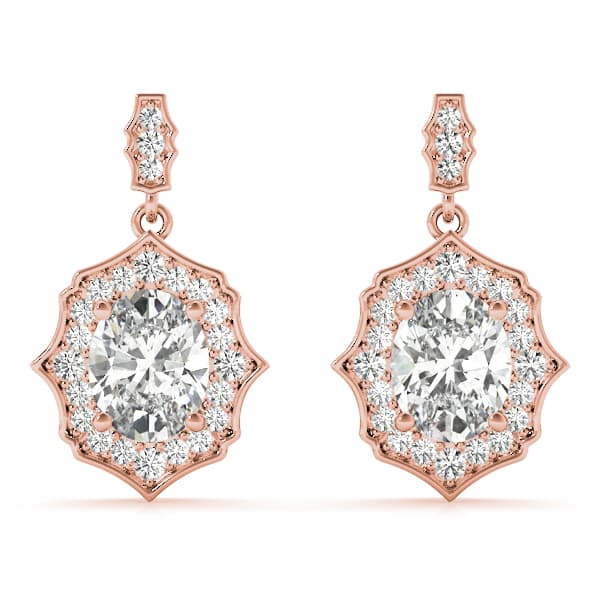 Oval Scalloped Halo Earrings (1/3 ct. tw.), Front view in rose gold