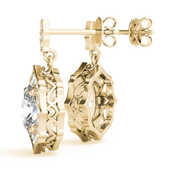 Oval Scalloped Halo Earrings (0.29 ct. tw.), Angle view in yellow gold
