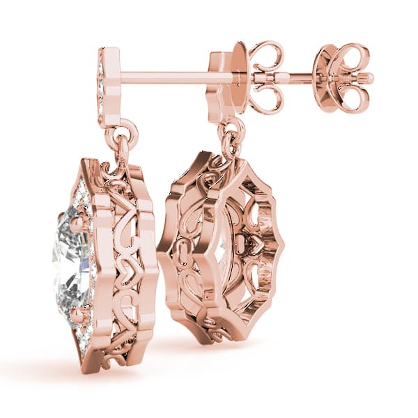 Oval Scalloped Halo Earrings (1/3 ct. tw.), Angle view in rose gold