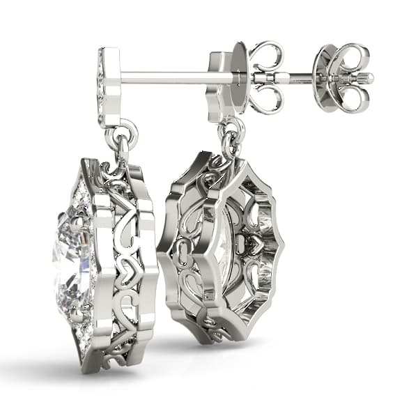 Oval Scalloped Halo Earrings (1/3 ct. tw.), Angle view in white gold or platinum