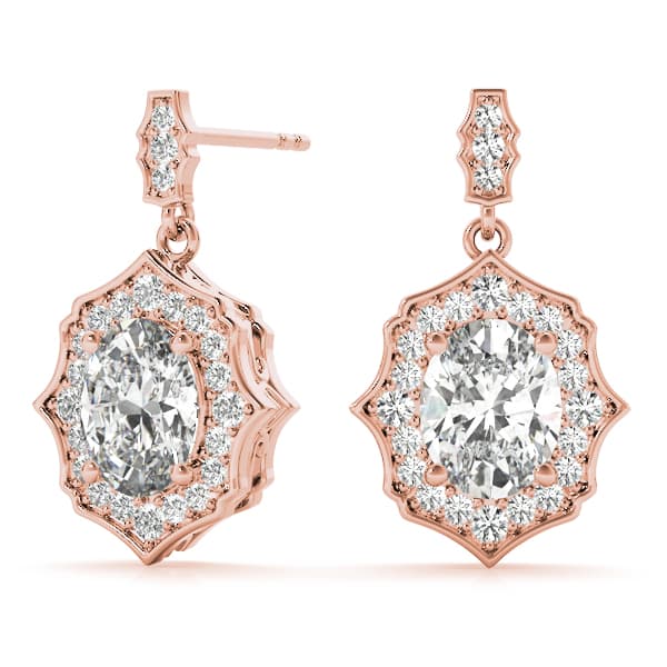Oval Scalloped Halo Earrings (1/3 ct. tw.), On hand view in rose gold
