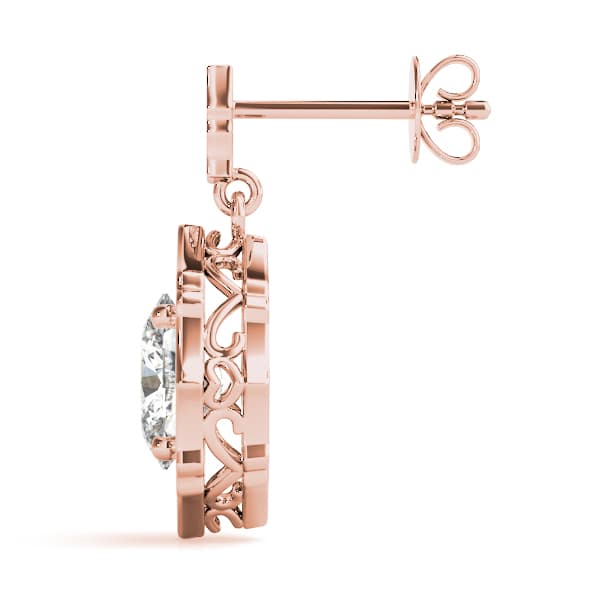 Oval Scalloped Halo Earrings (1/3 ct. tw.), Side view in rose gold