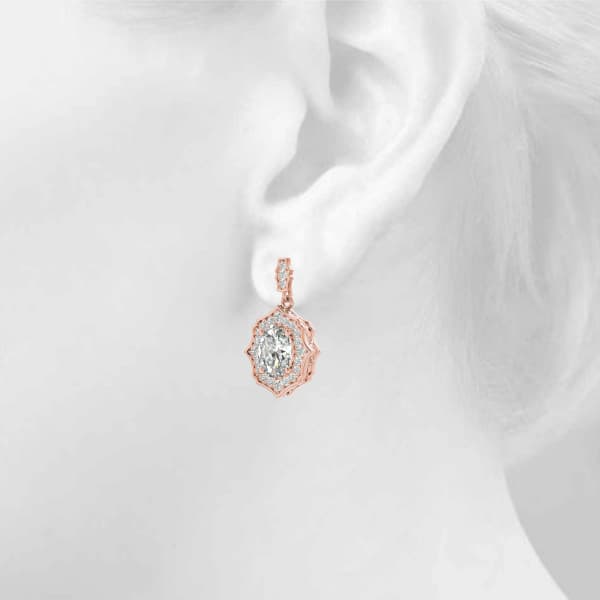 Oval Scalloped Halo Earrings (1/3 ct. tw.), Top view in rose gold