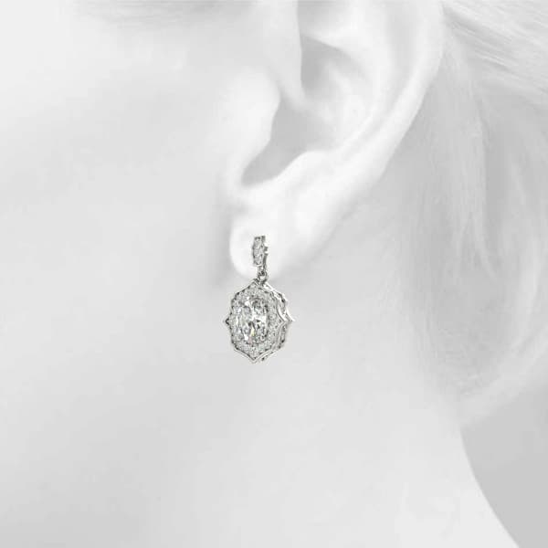 Oval Scalloped Halo Earrings (1/3 ct. tw.), Top view in white gold or platinum