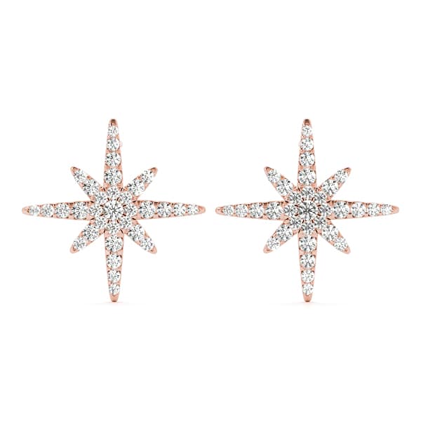 Star Shape Cluster Fashion Earrings (0.56 ct. tw.), Front view in rose gold
