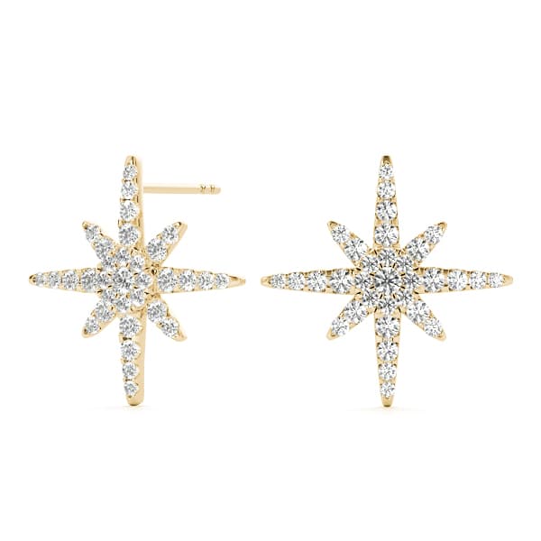 Star Shape Cluster Fashion Earrings (0.56 ct. tw.), On hand view in yellow gold