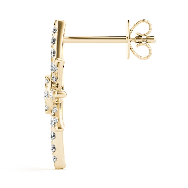 Star Shape Cluster Fashion Earrings (0.56 ct. tw.), Side view in yellow gold