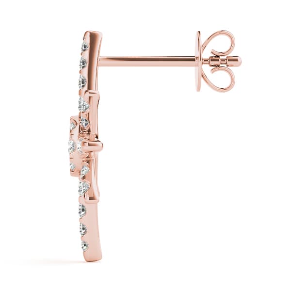Star Shape Cluster Fashion Earrings (0.56 ct. tw.), Side view in rose gold