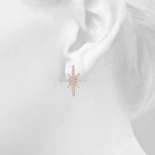 Star Shape Cluster Fashion Earrings (0.56 ct. tw.), Top view in rose gold