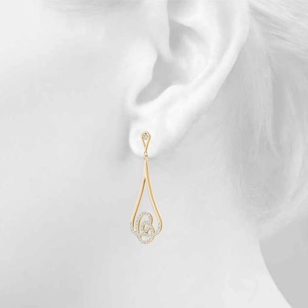 Diamond Fashion Earring, Right (1/3 ct. tw.), Top view in yellow gold