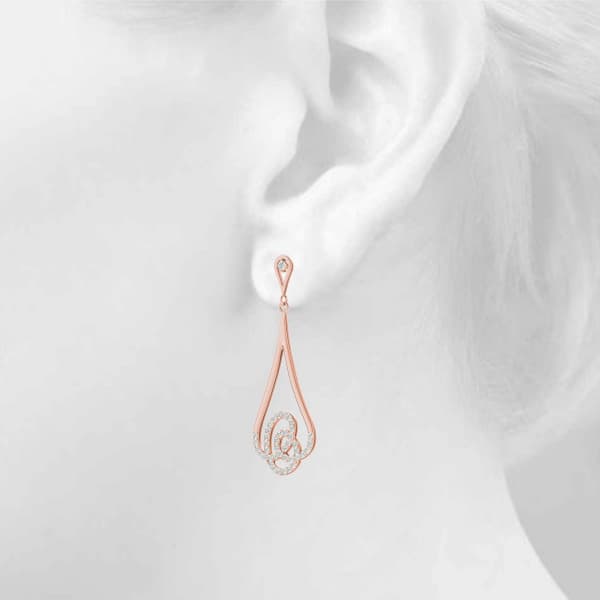 Diamond Fashion Earring, Left (1/3 ct. tw.), Top view in rose gold