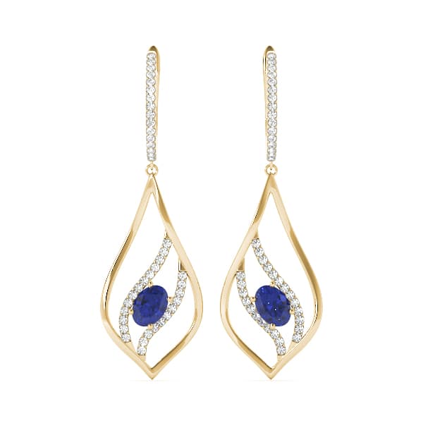 Oval Fashion Earring, Left (0.21 ct. tw.), Front view in yellow gold
