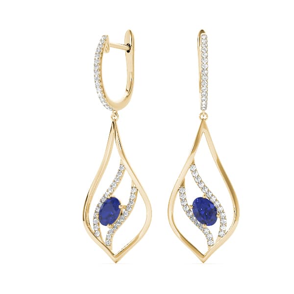 Oval Fashion Earring, Left (0.21 ct. tw.), On hand view in yellow gold