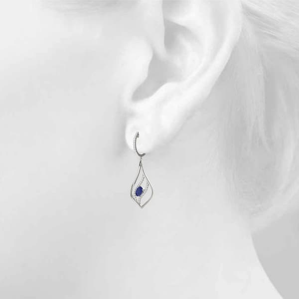 Oval Fashion Earring, Left (0.21 ct. tw.), Top view in white gold or platinum