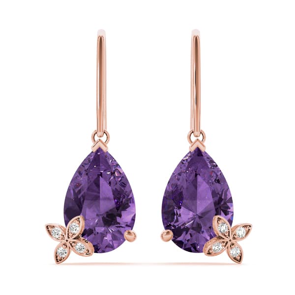 Tear Drop Pear Shaped Earrings (0.02 ct. tw.), Front view in rose gold