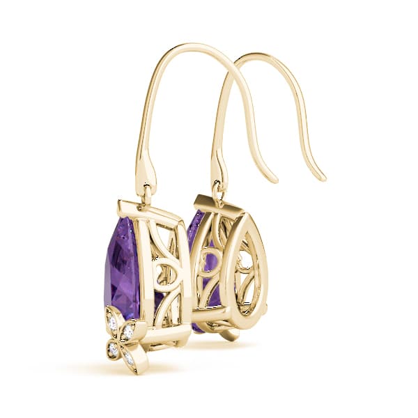 Tear Drop Pear Shaped Earrings (0.02 ct. tw.), Angle view in yellow gold