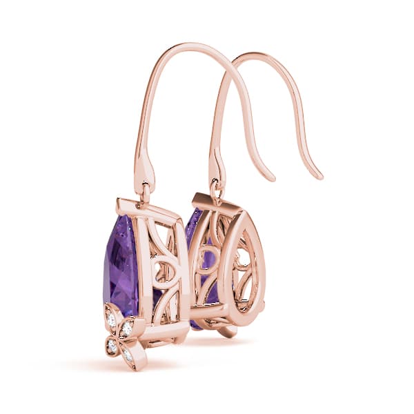 Tear Drop Pear Shaped Earrings (0.02 ct. tw.), Angle view in rose gold