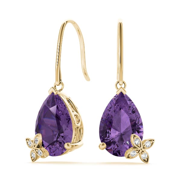 Tear Drop Pear Shaped Earrings (0.02 ct. tw.), On hand view in yellow gold