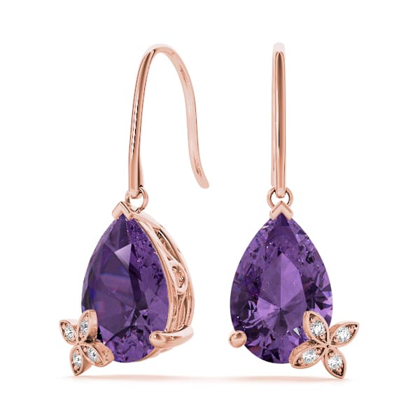 Tear Drop Pear Shaped Earrings (0.02 ct. tw.), On hand view in rose gold