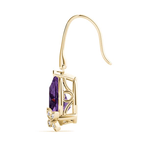 Tear Drop Pear Shaped Earrings (0.02 ct. tw.), Side view in yellow gold
