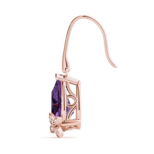 Tear Drop Pear Shaped Earrings (0.02 ct. tw.), Side view in rose gold