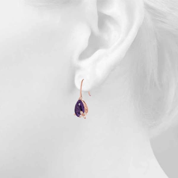 Tear Drop Pear Shaped Earrings (0.02 ct. tw.), Top view in rose gold
