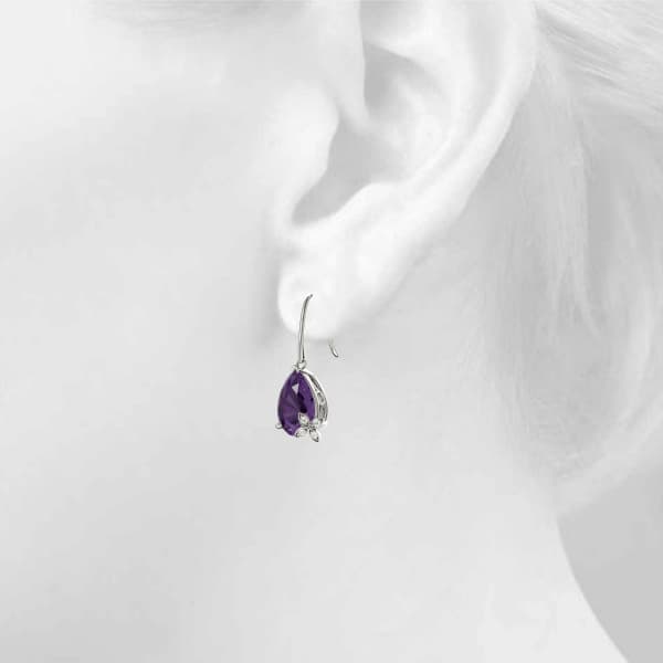 Tear Drop Pear Shaped Earrings (0.02 ct. tw.), Top view in white gold or platinum