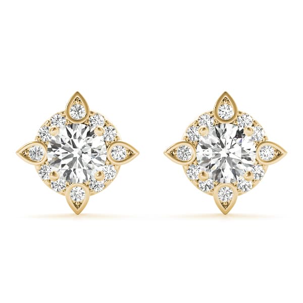Round Fashion Halo Studs (1/4 ct. tw.), Front view in yellow gold