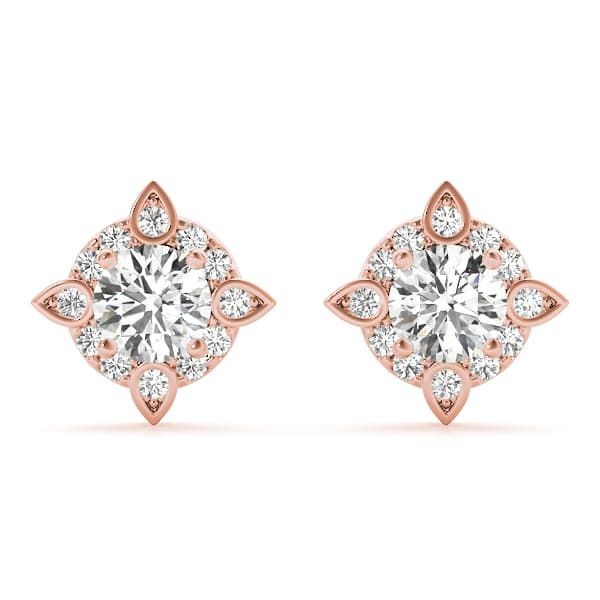 Round Fashion Halo Studs (0.2 ct. tw.), Front view in rose gold