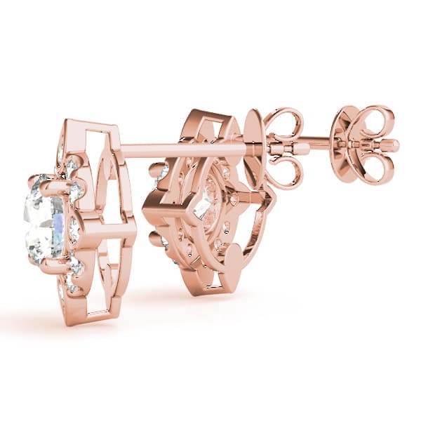 Round Fashion Halo Studs (0.2 ct. tw.), Angle view in rose gold