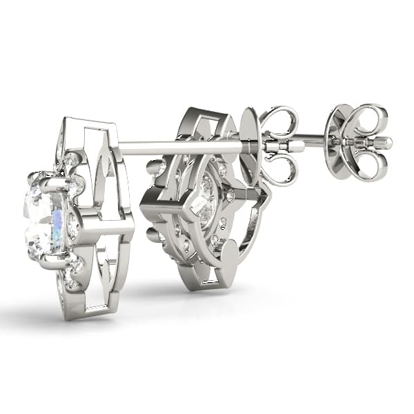Round Fashion Halo Studs (0.16 ct. tw.), Angle view in white gold or platinum