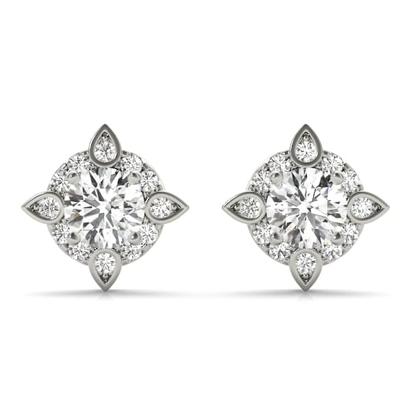 Round Fashion Halo Studs — 1/2 CT — View 1