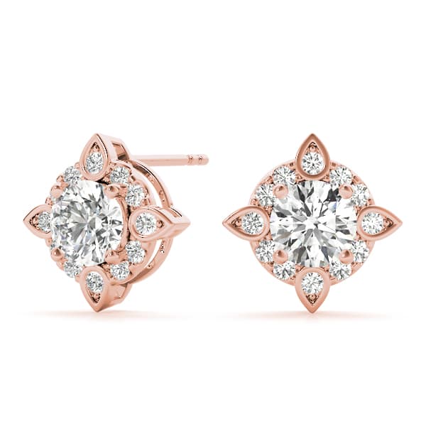 Round Fashion Halo Studs (0.2 ct. tw.), On hand view in rose gold
