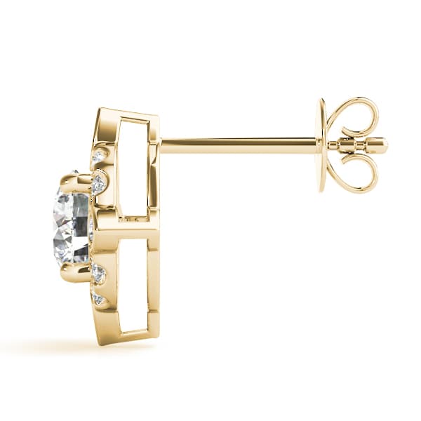 Round Fashion Halo Studs (1/4 ct. tw.), Side view in yellow gold
