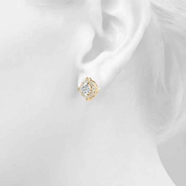 Round Fashion Halo Studs (1/4 ct. tw.), Top view in yellow gold