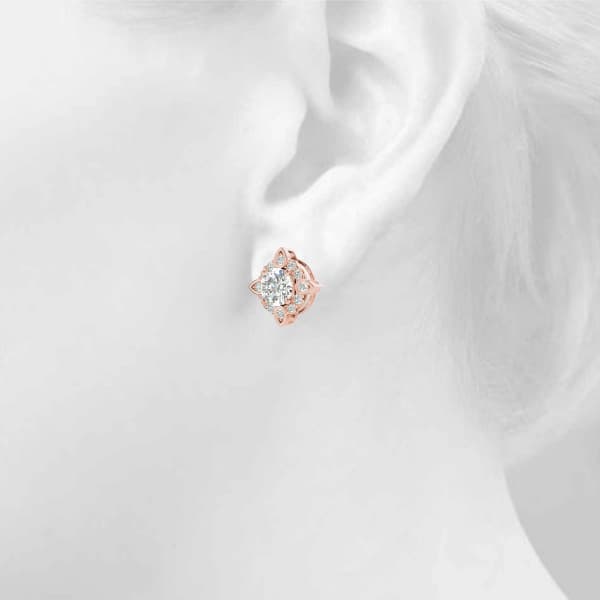 Round Fashion Halo Studs (0.2 ct. tw.), Top view in rose gold