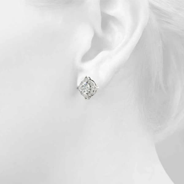 Round Fashion Halo Studs (0.16 ct. tw.), Top view in white gold or platinum